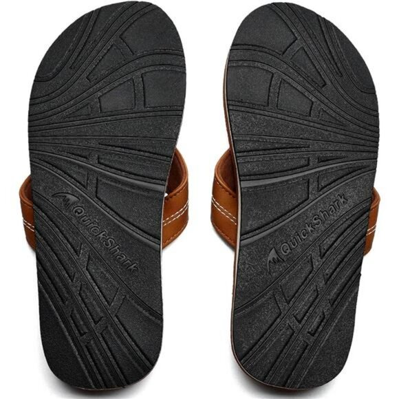 Mens Leather Flip Flops Arch Support Thong Sandals Beach Water Slippers - Picture 5 of 7